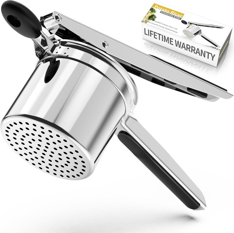 BAPOTH Potato Ricer, Ricer For Mashed Potatoes, 15 OZ Heavy Duty Stainless Steel Potato Masher Make Fluffy Mashed Potatoes, Fixed Disc Potato Masher Without Messy, Dishwasher Safety for Baby Food - Image 1